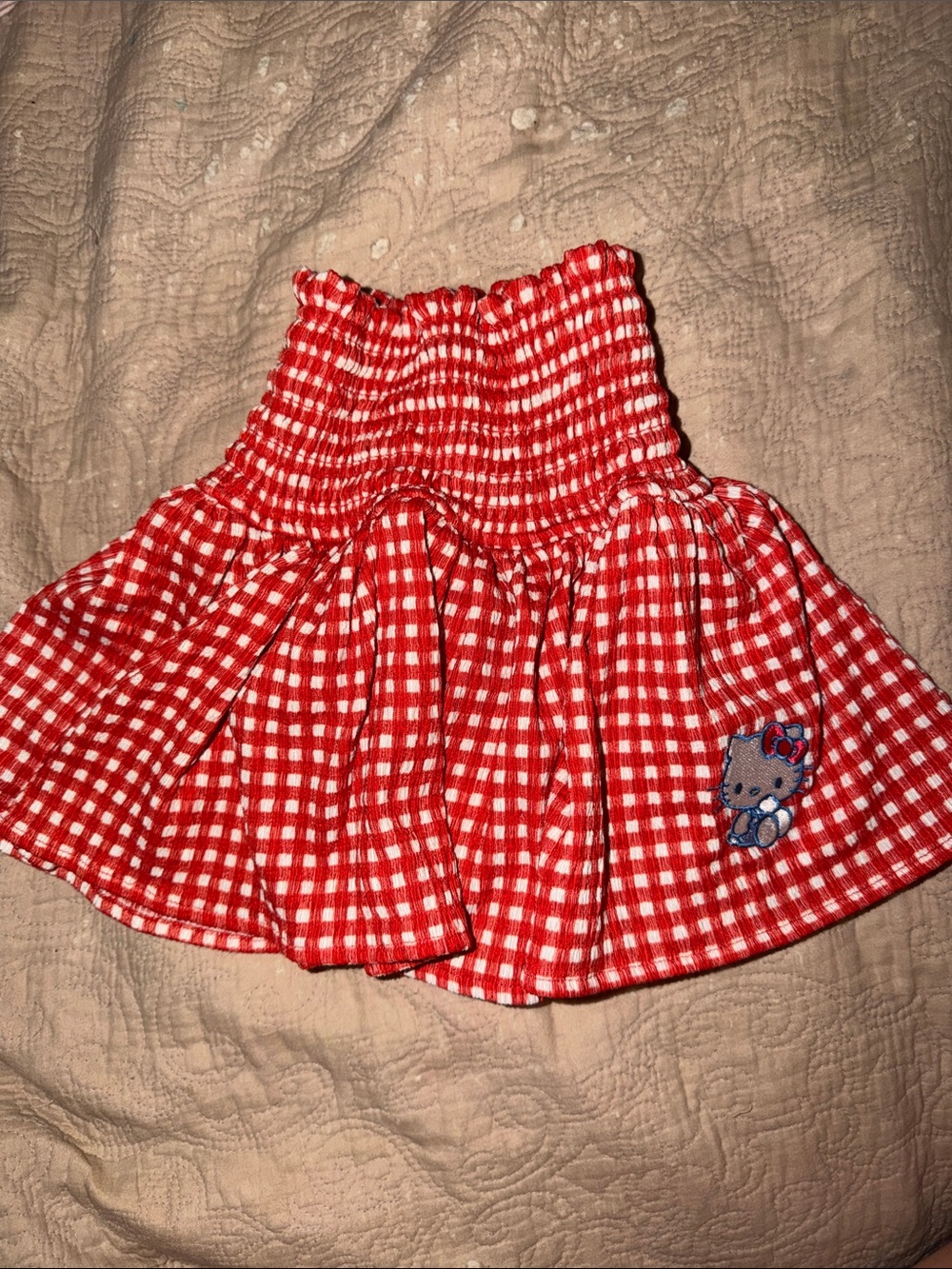 Hello Kitty Red and White Gingham Smocked Skort